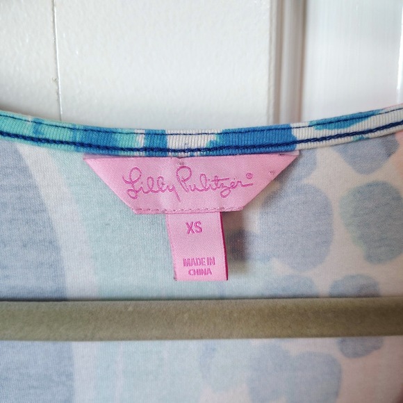 Lilly Pulitzer Dress XS Ariana Asymmetric Jersey Swing Starfish Pullover Ocean - Picture 6 of 6